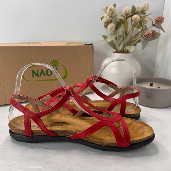Naot Dorith Strappy Comfort Flat Sandal Leather Kiss Red Women's US 10 EU 41 - Picture 7 of 11